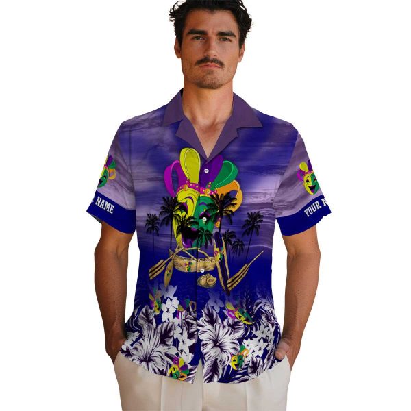 Mardi Gras Tropical Canoe Hawaiian Shirt High quality