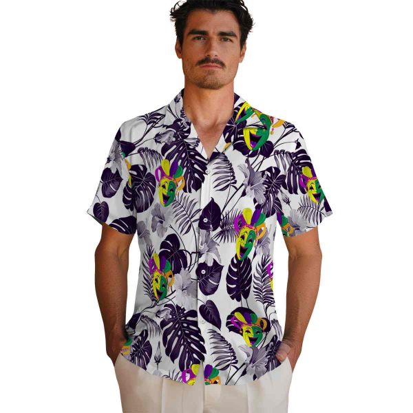 Mardi Gras Tropical Plants Hawaiian Shirt High quality