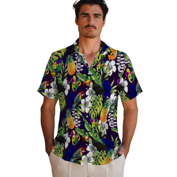 Mardi Gras Tropical Toucan Hawaiian Shirt High quality