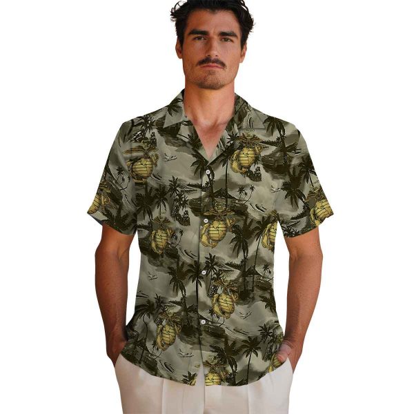 Marine Corps Coastal Palms Hawaiian Shirt High quality