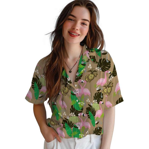 Marine Corps Flamingo Foliage Hawaiian Shirt Trendy