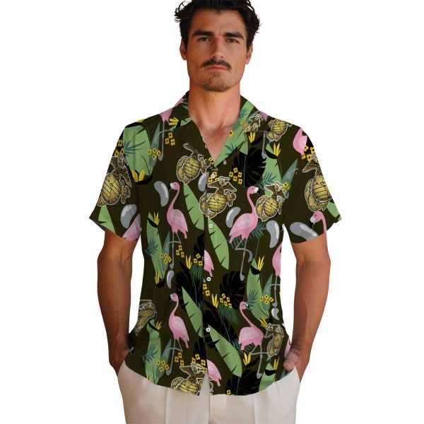 Marine Corps Flamingo Leaves Hawaiian Shirt High quality