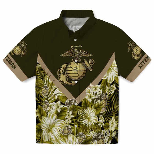 Marine Corps Floral Chevron Hawaiian Shirt Best selling