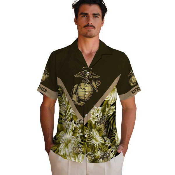 Marine Corps Floral Chevron Hawaiian Shirt High quality