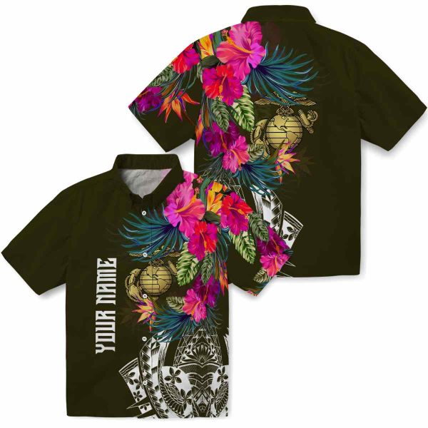 Marine Corps Floral Polynesian Hawaiian Shirt Latest Model