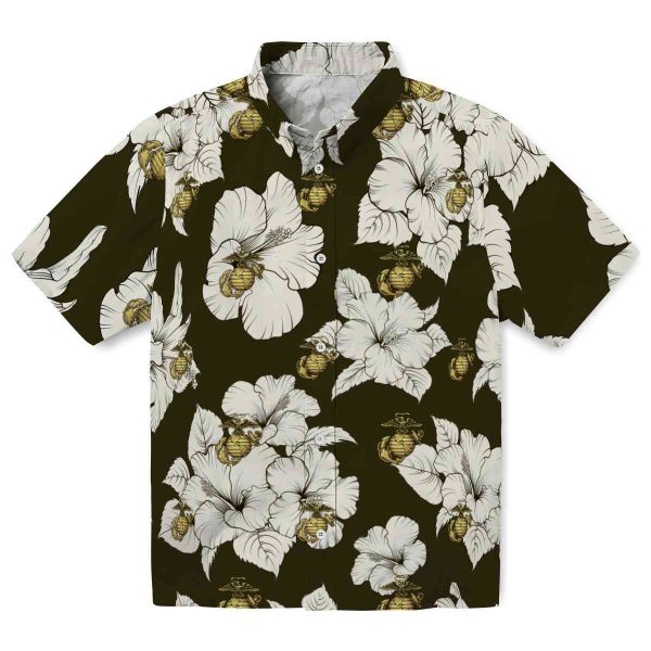 Marine Corps Hibiscus Blooms Hawaiian Shirt Best selling