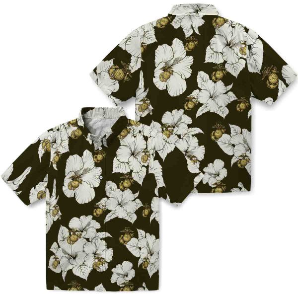 Marine Corps Hibiscus Blooms Hawaiian Shirt Latest Model