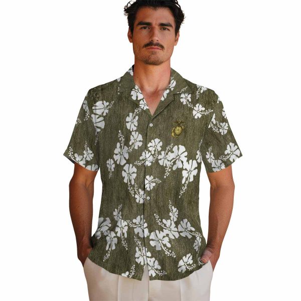 Marine Corps Hibiscus Clusters Hawaiian Shirt High quality