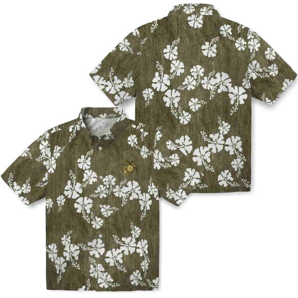 Marine Corps Hibiscus Clusters Hawaiian Shirt Latest Model