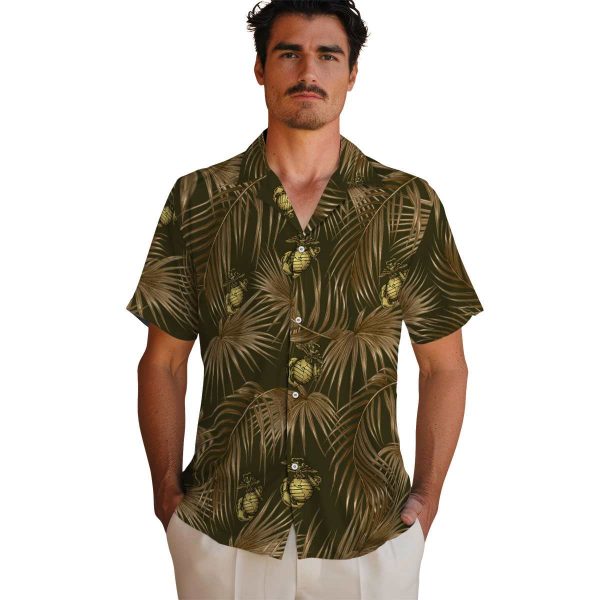 Marine Corps Leafy Palms Hawaiian Shirt High quality