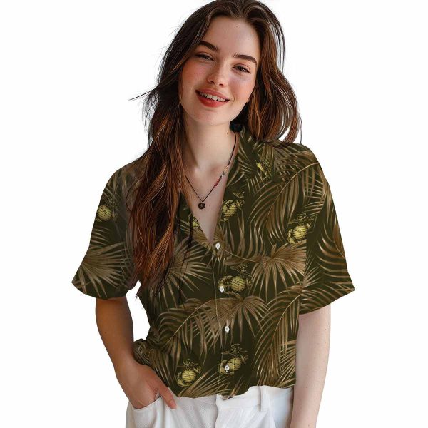 Marine Corps Leafy Palms Hawaiian Shirt Trendy