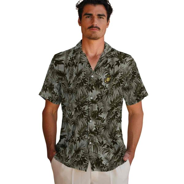 Marine Corps Leafy Pattern Hawaiian Shirt High quality