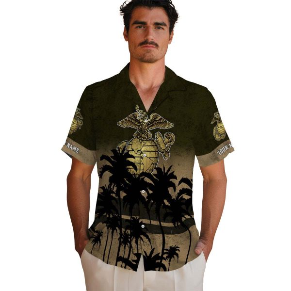 Marine Corps Sunset Pattern Hawaiian Shirt High quality