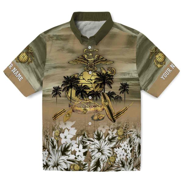 Marine Corps Tropical Canoe Hawaiian Shirt Best selling