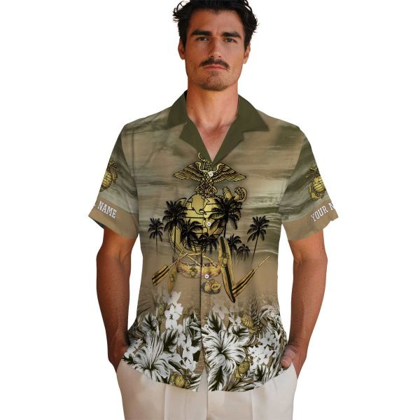 Marine Corps Tropical Canoe Hawaiian Shirt High quality