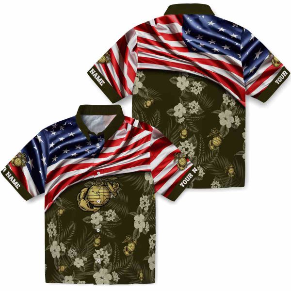 Marine Corps US Flag Hibiscus Hawaiian Shirt Latest Model