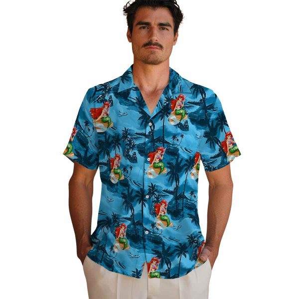 Mermaid Coastal Palms Hawaiian Shirt High quality