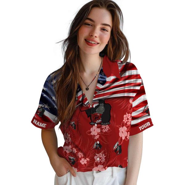 Monkey US Flag Hibiscus Hawaiian Shirt Trendy