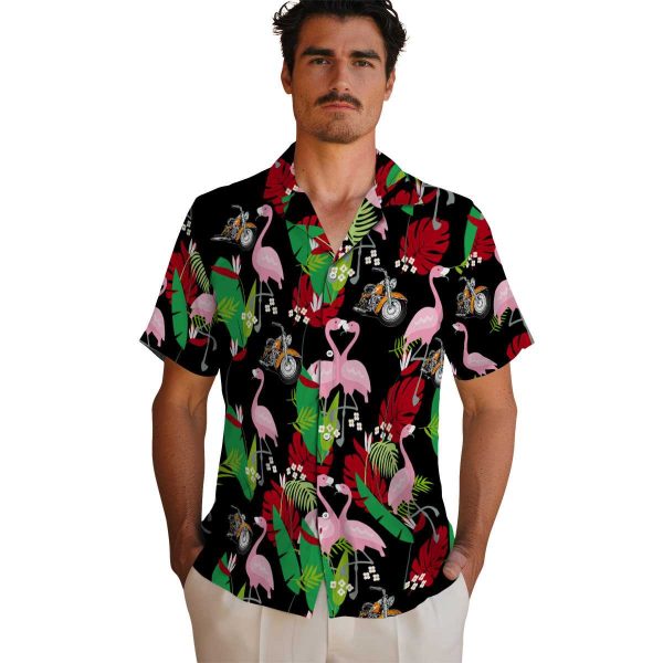 Motorcycle Flamingo Foliage Hawaiian Shirt High quality