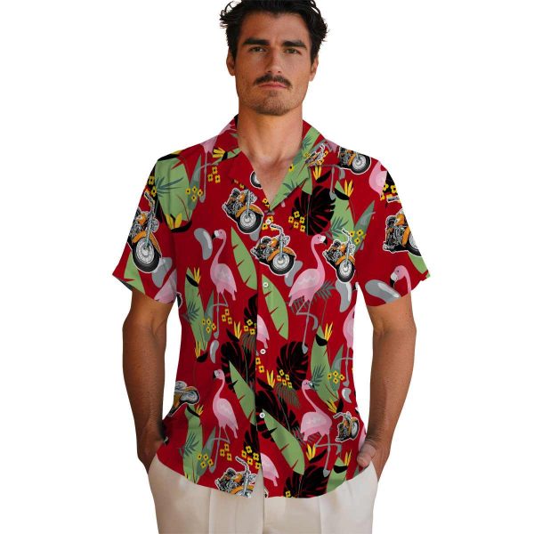 Motorcycle Flamingo Leaves Hawaiian Shirt High quality