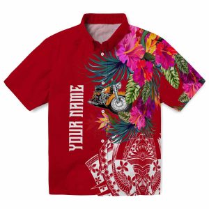 Motorcycle Floral Polynesian Hawaiian Shirt Best selling