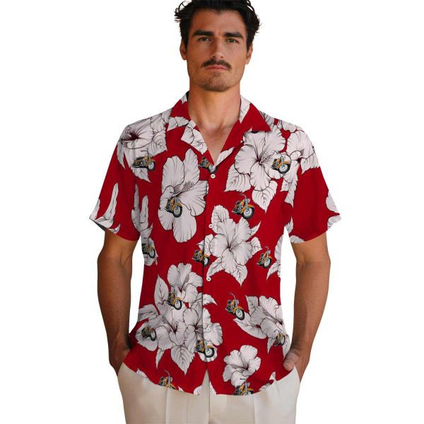 Motorcycle Hibiscus Blooms Hawaiian Shirt High quality