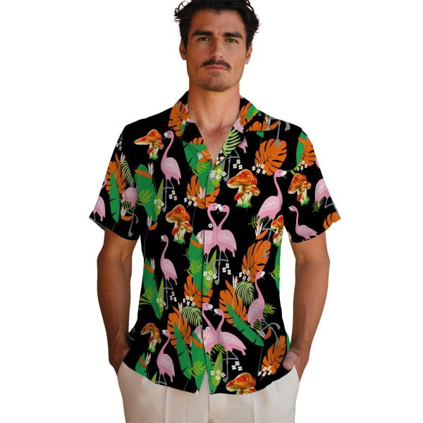 Mushroom Flamingo Foliage Hawaiian Shirt High quality