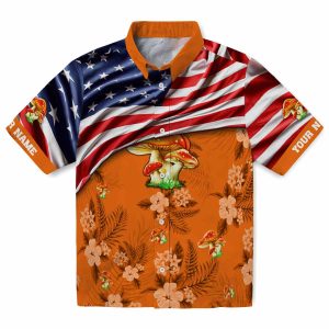 Mushroom US Flag Hibiscus Hawaiian Shirt Best selling