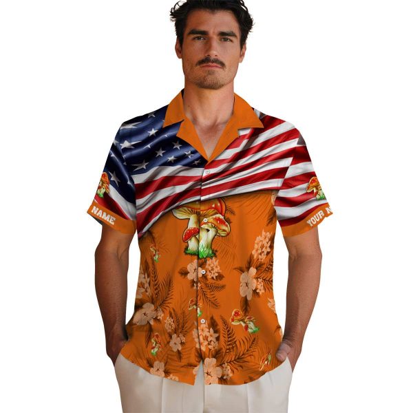 Mushroom US Flag Hibiscus Hawaiian Shirt High quality