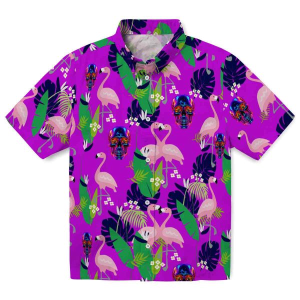 Neon Flamingo Foliage Hawaiian Shirt Best selling