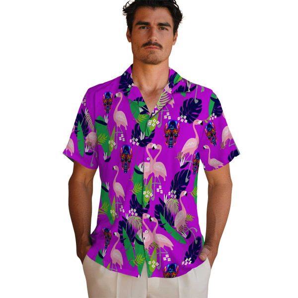 Neon Flamingo Foliage Hawaiian Shirt High quality