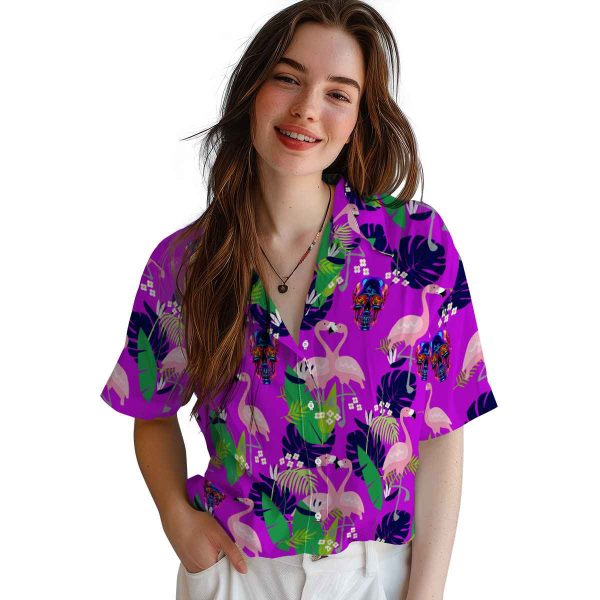 Neon Flamingo Foliage Hawaiian Shirt Trendy