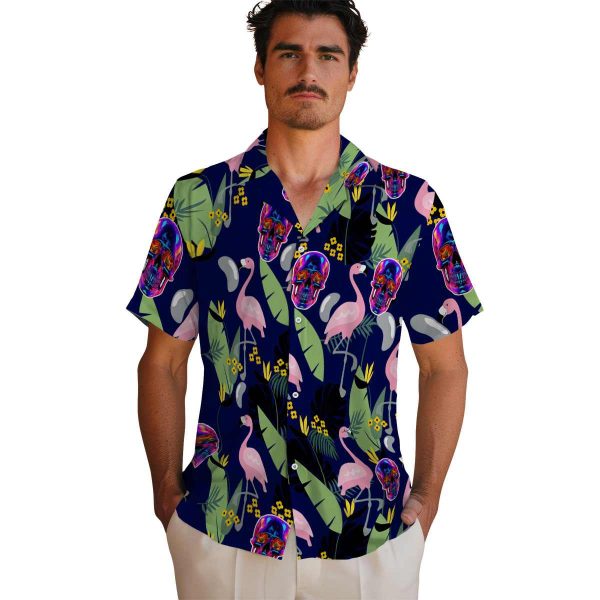 Neon Flamingo Leaves Hawaiian Shirt High quality