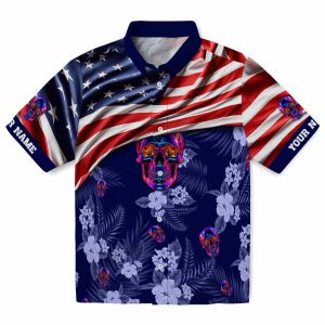 Neon US Flag Hibiscus Hawaiian Shirt Best selling