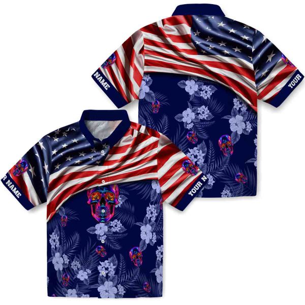 Neon US Flag Hibiscus Hawaiian Shirt Latest Model