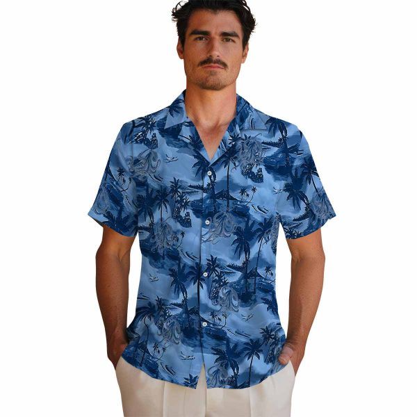 Octopus Coastal Palms Hawaiian Shirt High quality