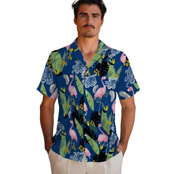 Octopus Flamingo Leaves Hawaiian Shirt High quality