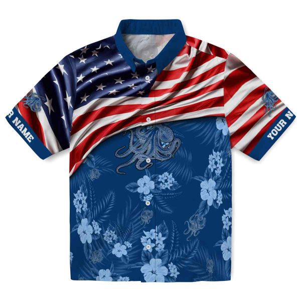 Octopus US Flag Hibiscus Hawaiian Shirt Best selling