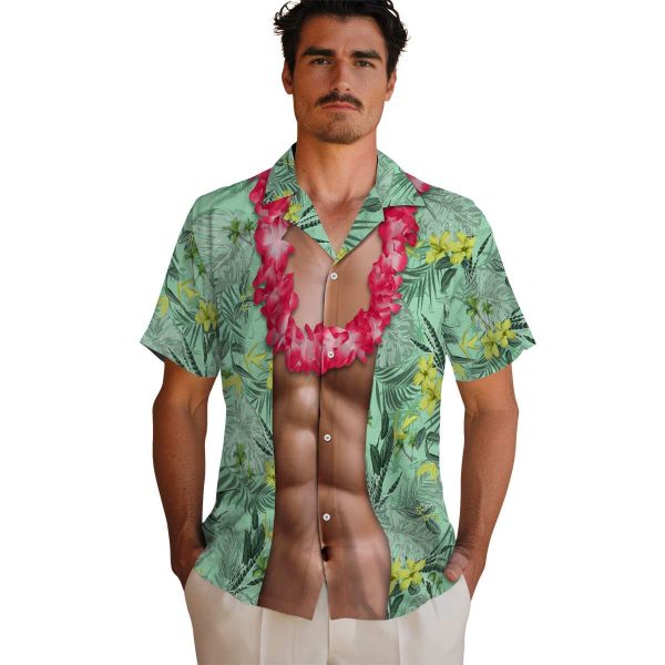 Palm Tree Chest Illusion Hawaiian Shirt High quality