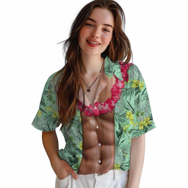 Palm Tree Chest Illusion Hawaiian Shirt Trendy