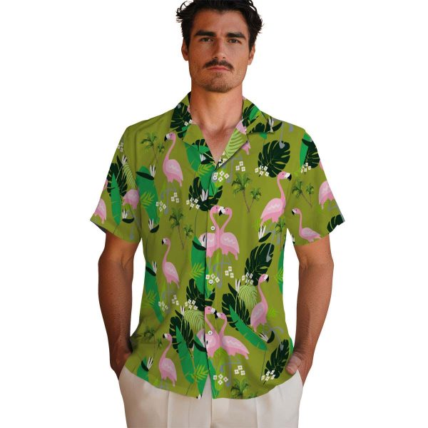 Palm Tree Flamingo Foliage Hawaiian Shirt High quality