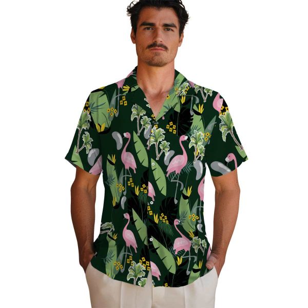 Palm Tree Flamingo Leaves Hawaiian Shirt High quality