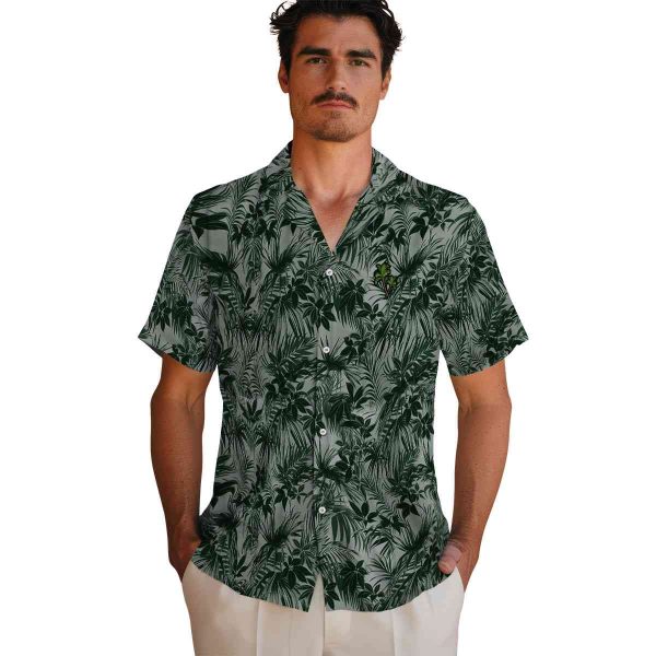 Palm Tree Leafy Pattern Hawaiian Shirt High quality