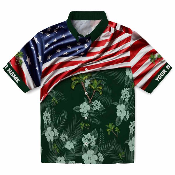 Palm Tree US Flag Hibiscus Hawaiian Shirt Best selling