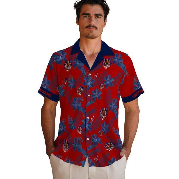 Patriotic Botanical Print Hawaiian Shirt High quality