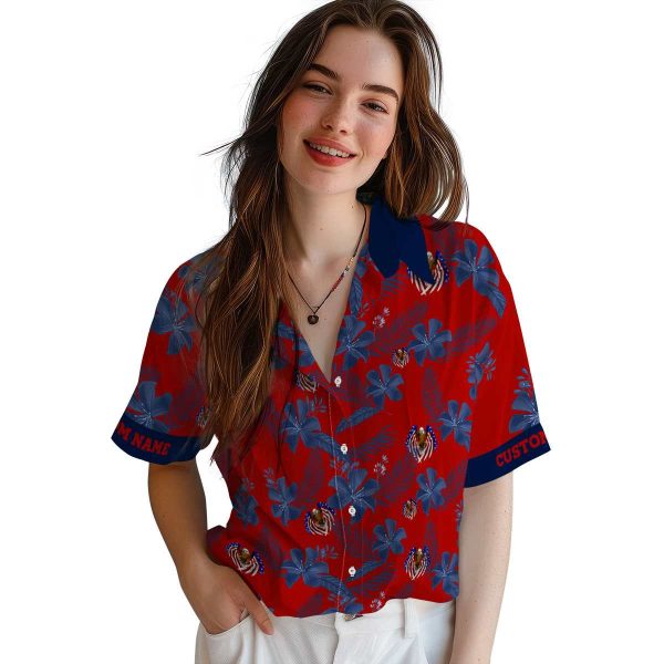 Patriotic Botanical Print Hawaiian Shirt Trendy