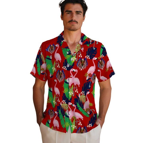 Patriotic Flamingo Foliage Hawaiian Shirt High quality