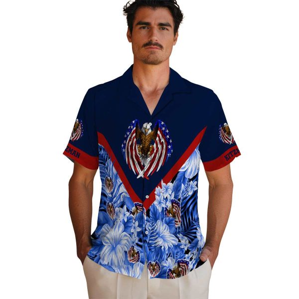 Patriotic Floral Chevron Hawaiian Shirt High quality