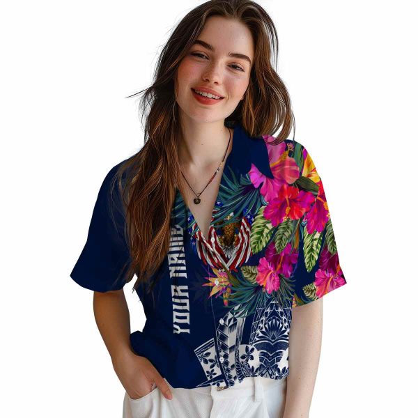 Patriotic Floral Polynesian Hawaiian Shirt Trendy