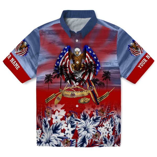 Patriotic Tropical Canoe Hawaiian Shirt Best selling